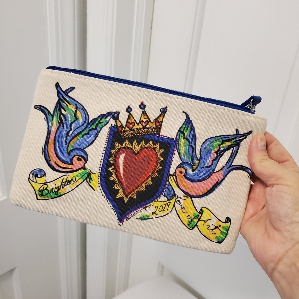 BRIGHTON 2019 Love Of Art Canvas Multi-Color Zipper Pouch/Cosmetic Bag - Picture 4 of 5